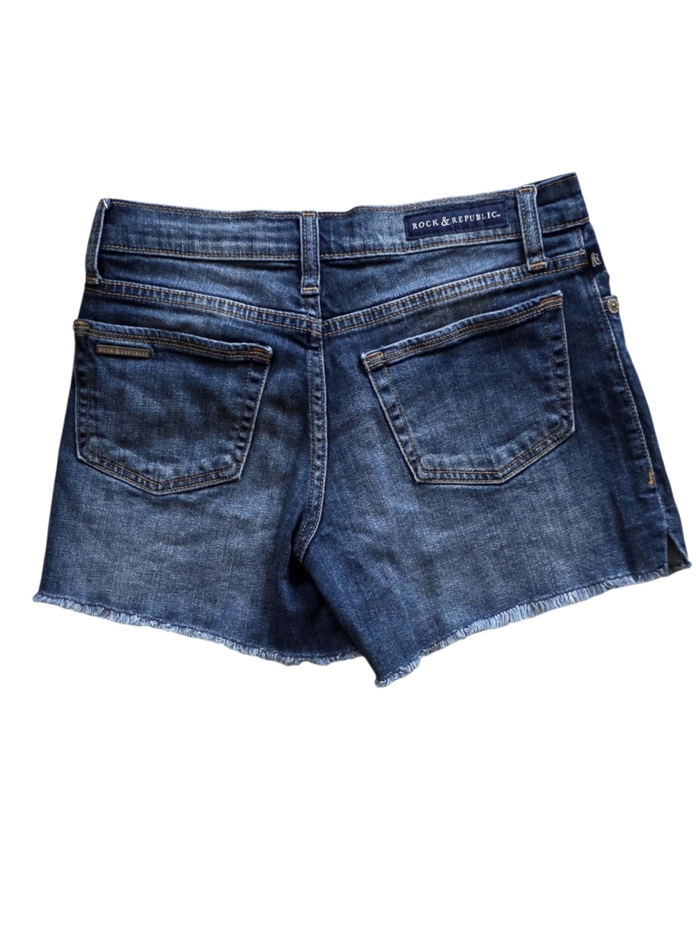 Rock & Republic Sz 2 Raw Hem Medium Wash Denim Concert Festival Jean Shorts